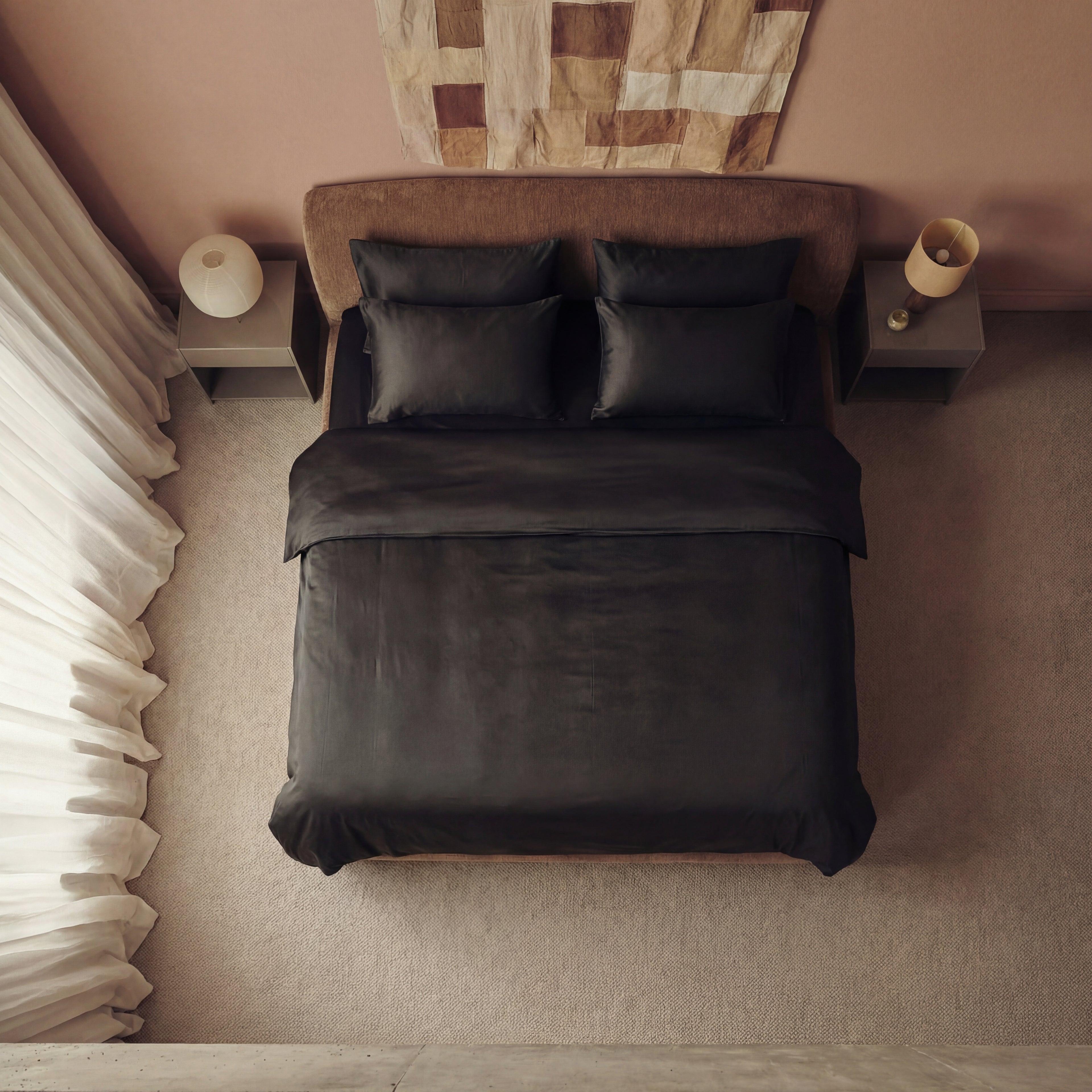 Satijn beddengoed set - zwart