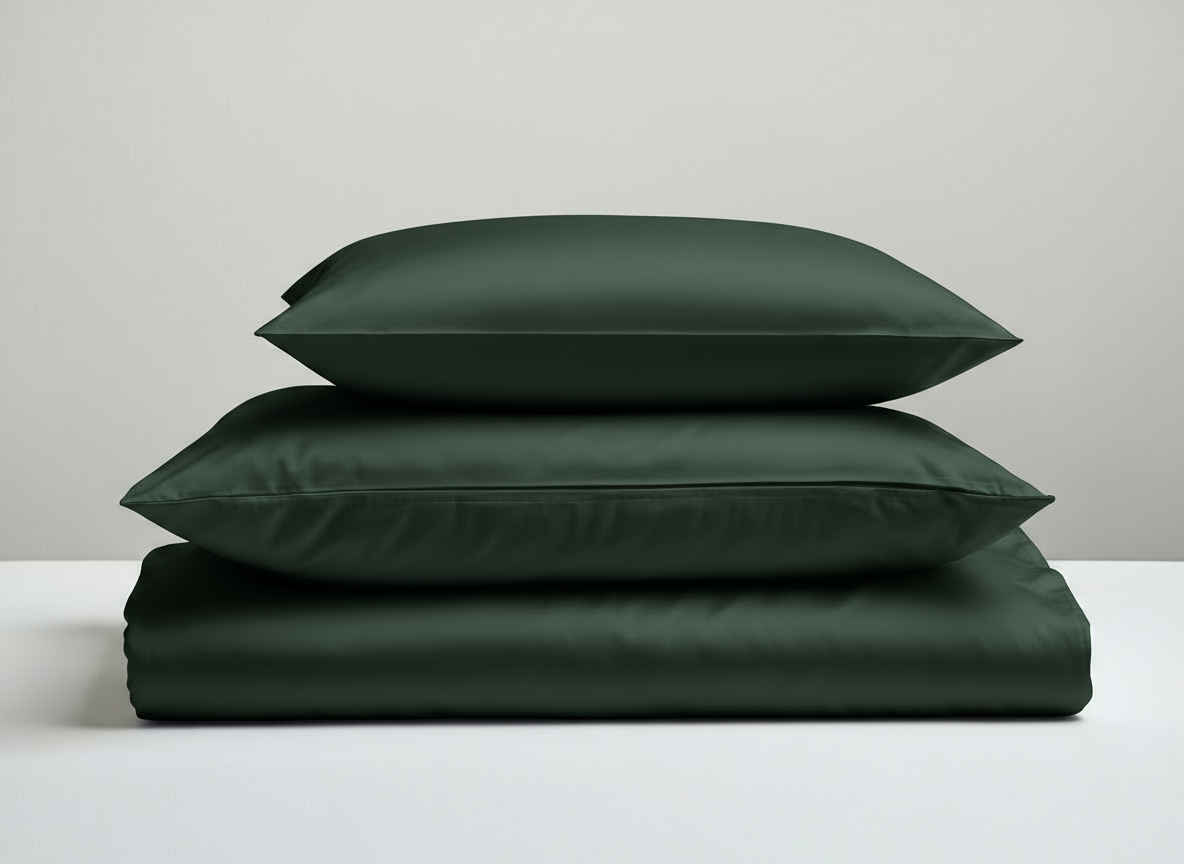 Satijn beddengoed set - mosgroen