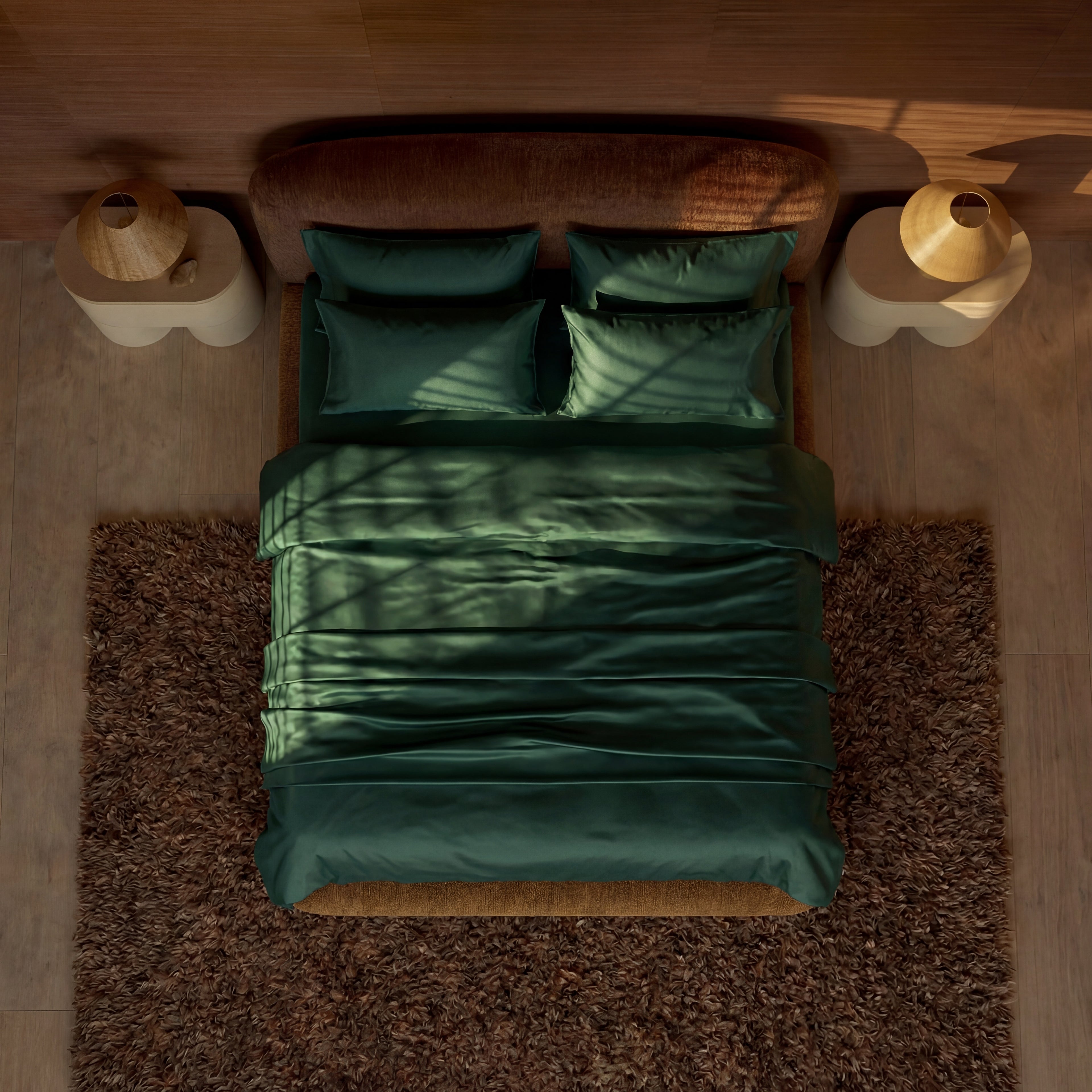 Satijn beddengoed set - mosgroen