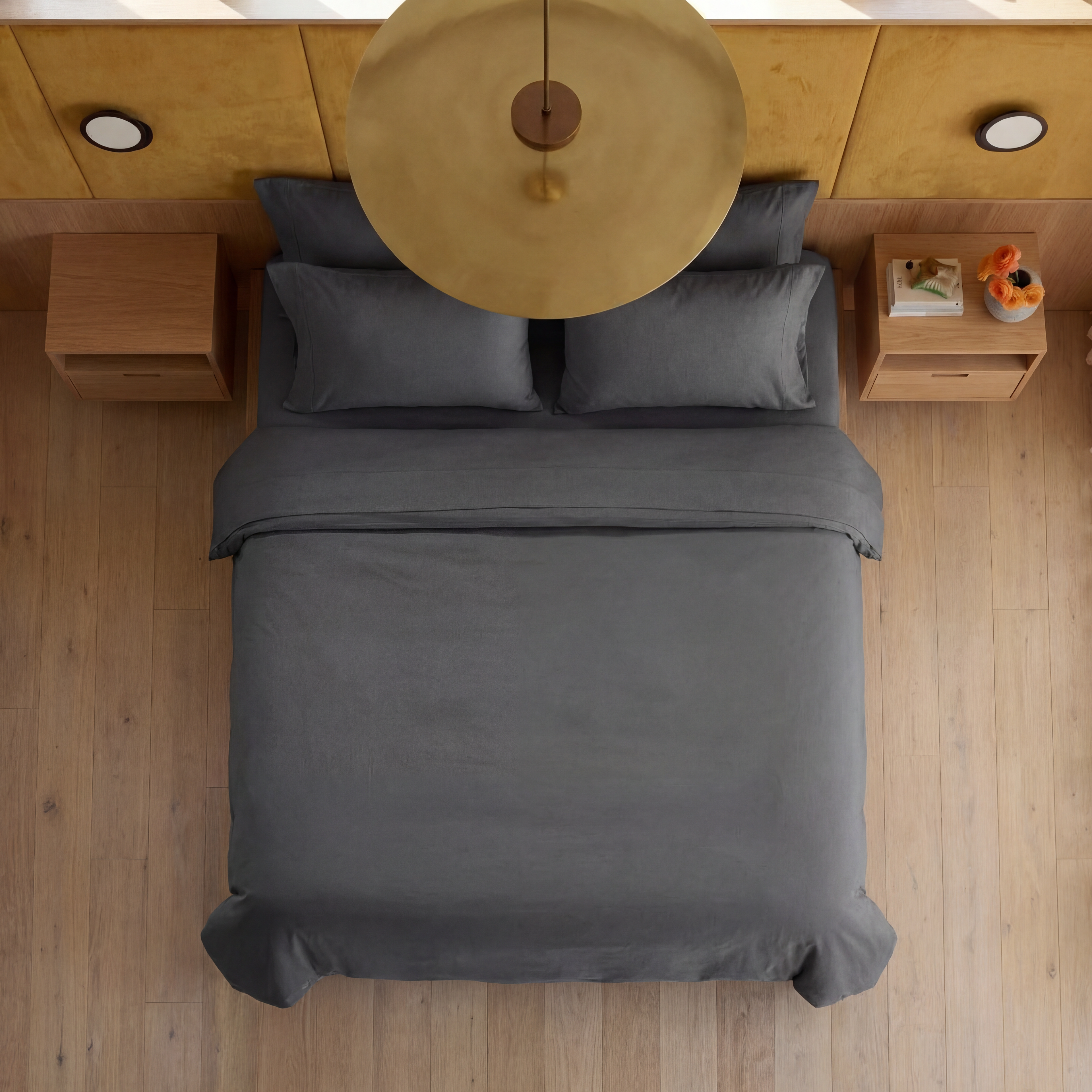 Satijn beddengoed set - donkergrijs