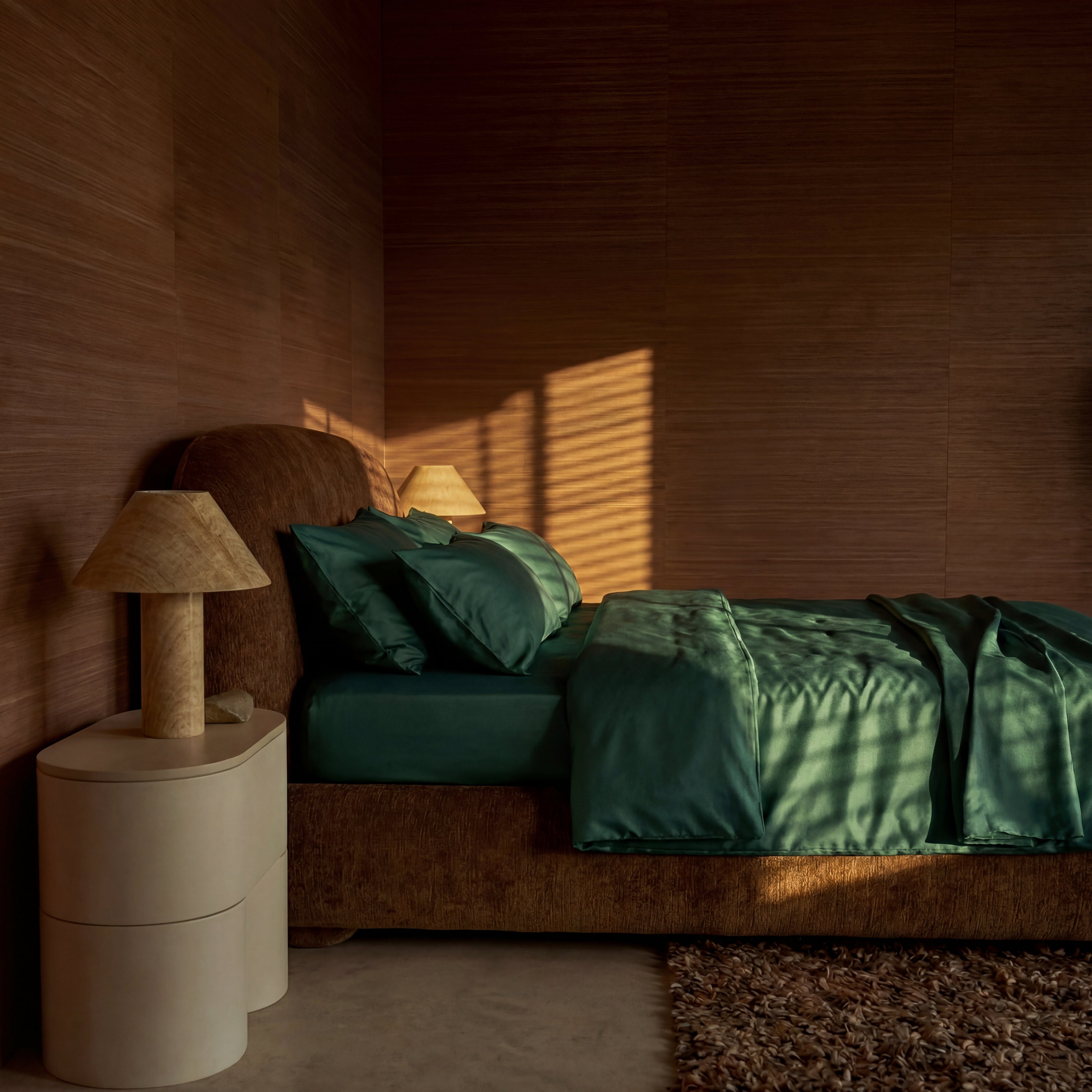 Satijn beddengoed set - mosgroen