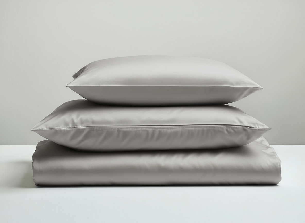 Satijn beddengoed set - licht grjs