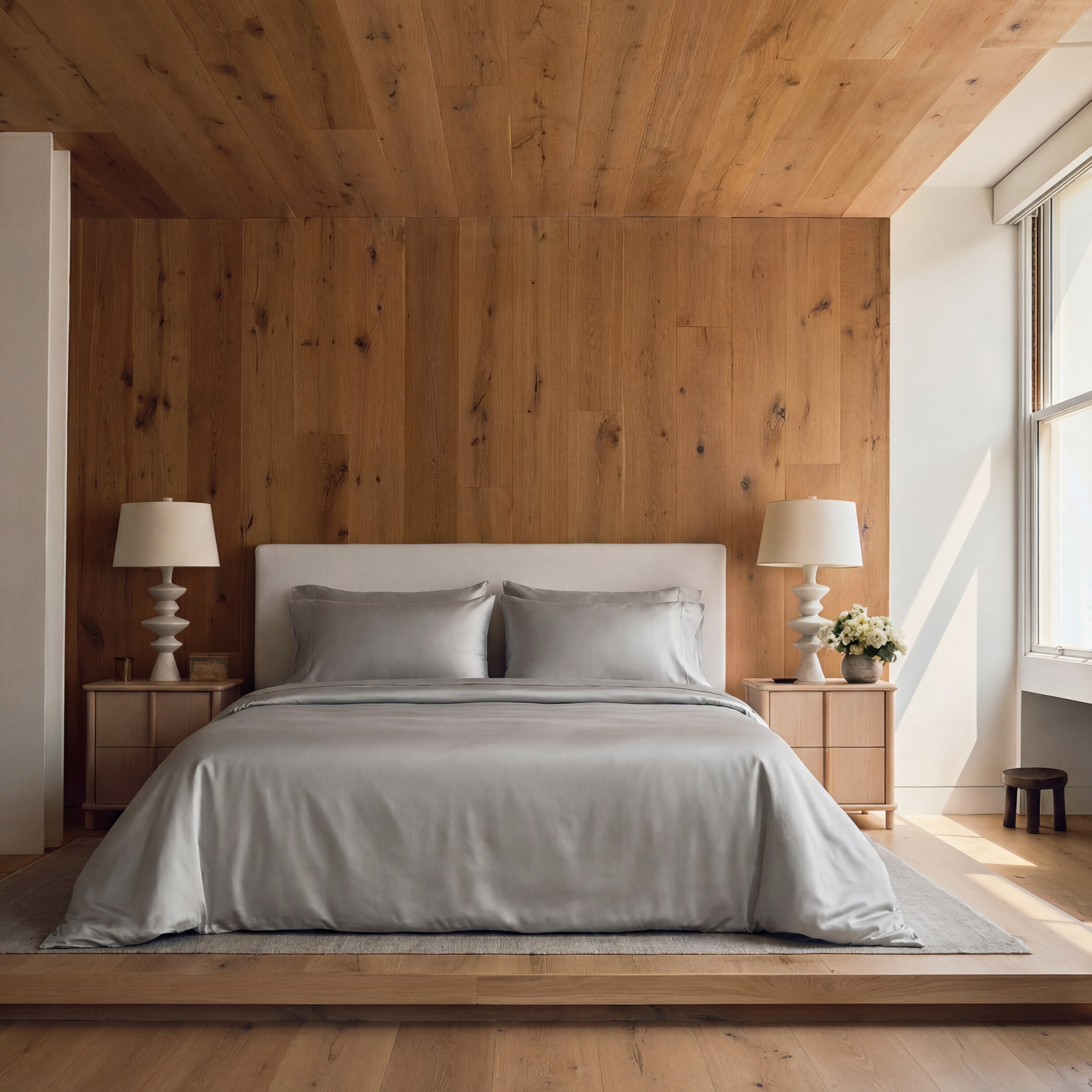 Satijn beddengoed set - grijs