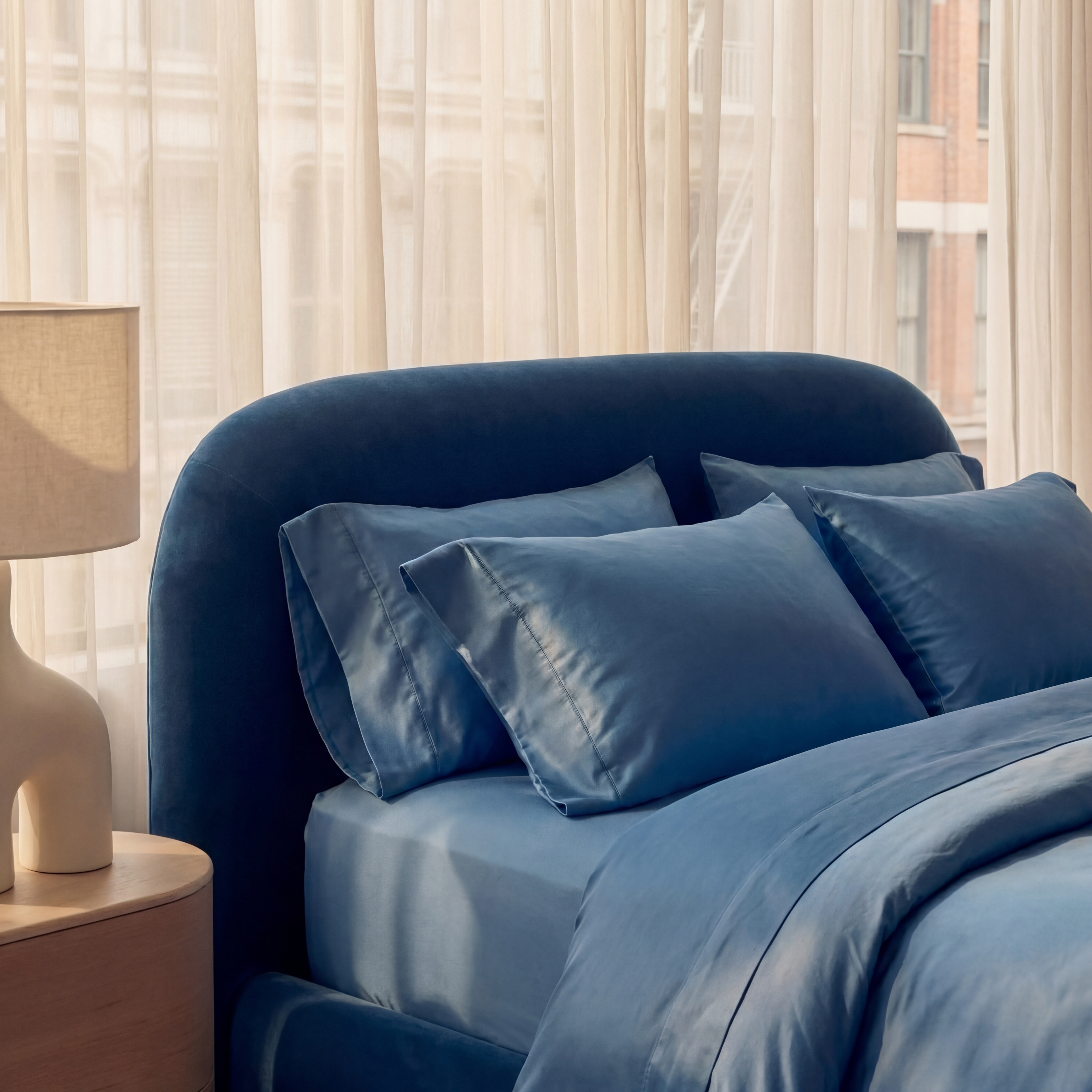 Satijn beddengoed set - Marine