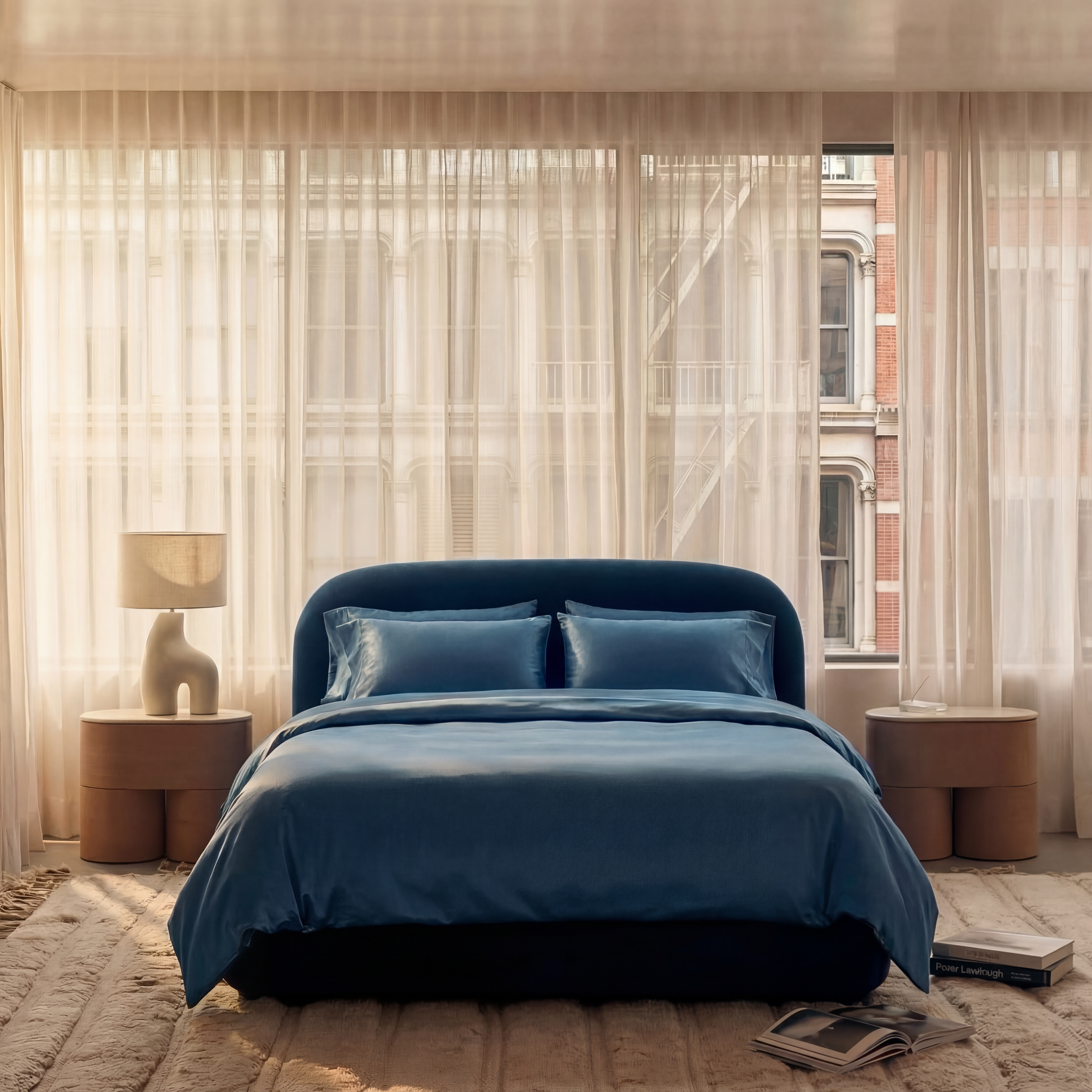 Satijn beddengoed set - Marine