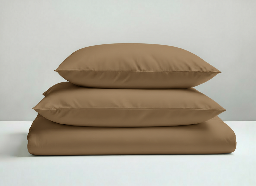Percale beddengoed set  - mokka