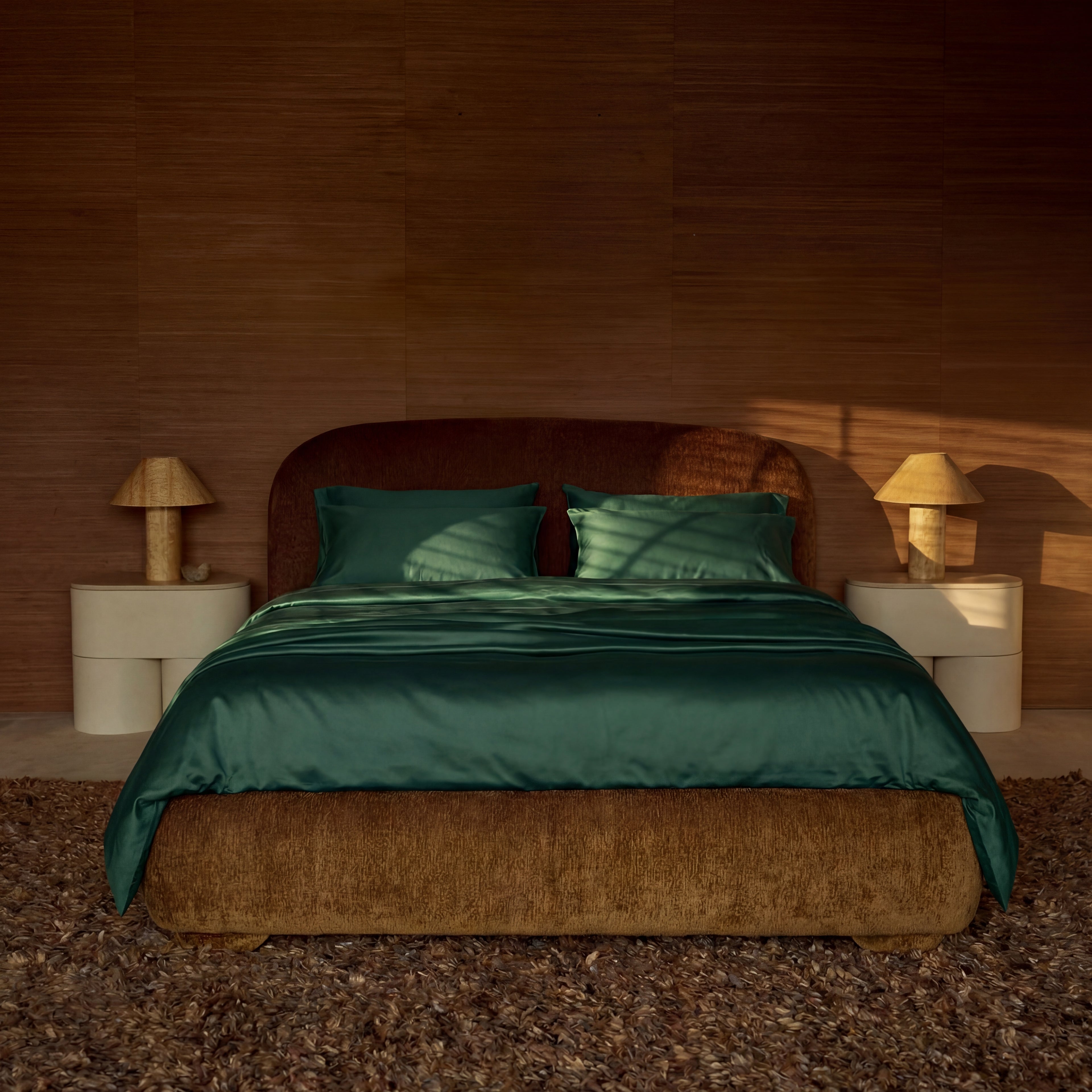 Satijn beddengoed set - mosgroen