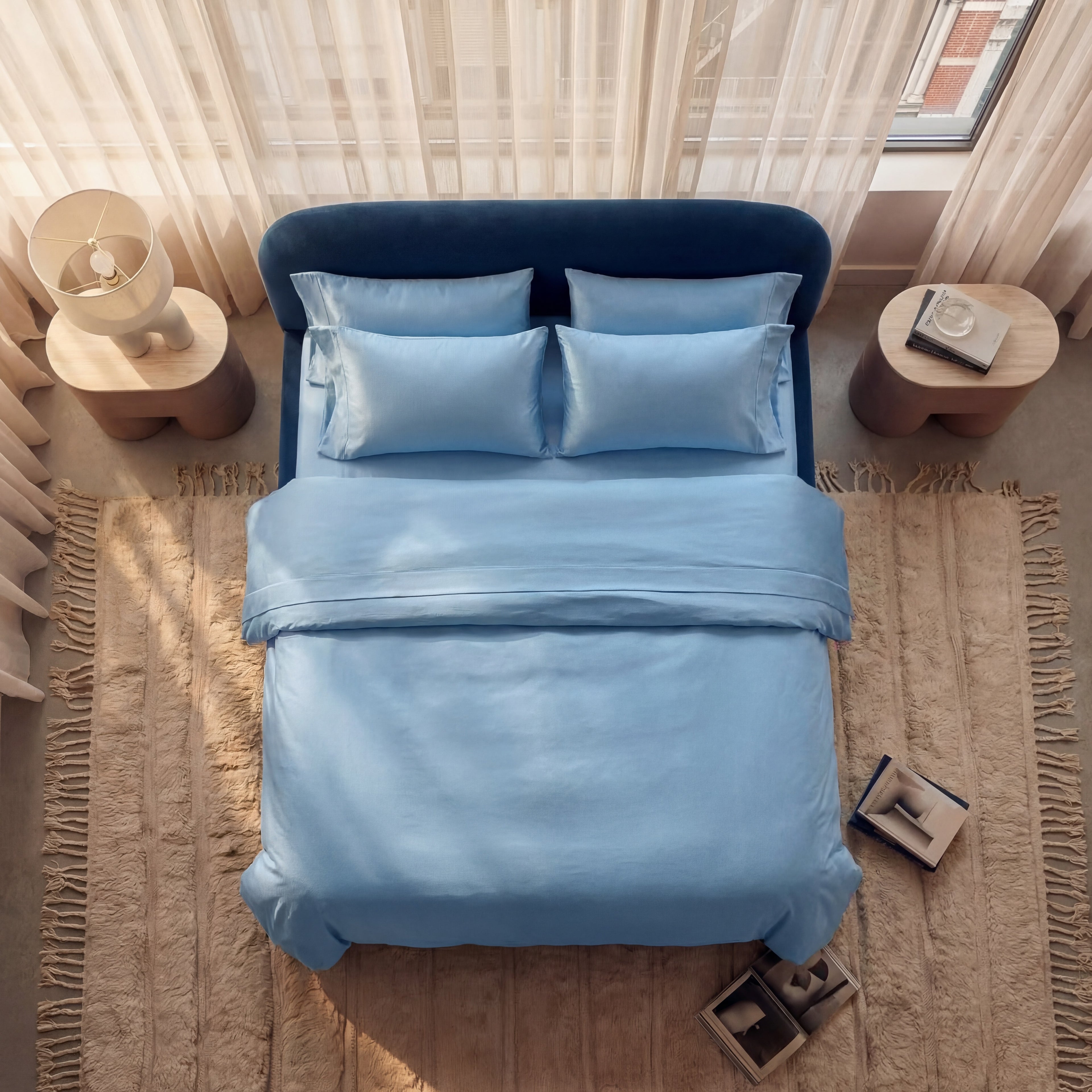 Satijn beddengoed set - hemelsblauw